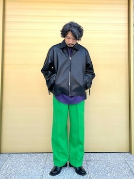 「MAISON SPECIAL（メゾンスペシャル）のアイテム（ライダースジャケット）」を使った、MAISON SPECIALさん（メンズ・168cm）の秋コーディネート