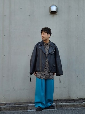 「MAISON SPECIAL（メゾンスペシャル）のアイテム（ライダースジャケット）」を使った、MAISON SPECIALさん（メンズ・168cm）の冬コーディネート