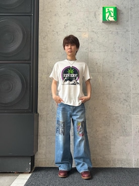 「HYSTERIC GLAMOUR（ヒステリックグラマー）のWOMAN ON SKULL PICK ネックレス（Necklace、シルバー系）」を使った、kiriyamakさん（メンズ・174cm）の夏コーディネート