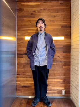 「ワイドパンツ 」｜「アイテム（ブルゾン）」を使った、山Dさん（メンズ・175cm）の冬コーディネート