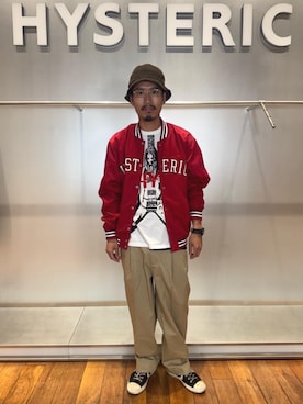 「アイテム（スタジャン）」を使った、山Dさん（メンズ・175cm）の秋コーディネート