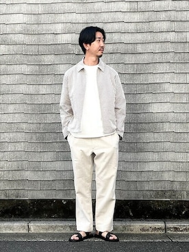 「レザーサンダル」｜「アイテム（ブルゾン）」を使った、大田さん（メンズ・176cm）の春コーディネート