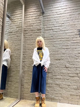 「シャツ 」｜「アイテム（ワンピース/ドレス）」を使った、ふみさん（レディース・162cm）の夏コーディネート