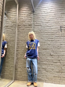 「アイテム（その他トップス、ブルー系）」を使った、ふみさん（レディース・162cm）の夏コーディネート