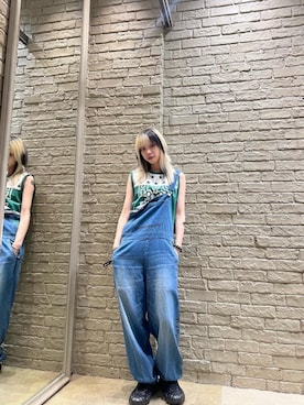 「アイテム（つなぎ/オールインワン、ブルー系）」を使った、ふみさん（レディース・162cm）の夏コーディネート