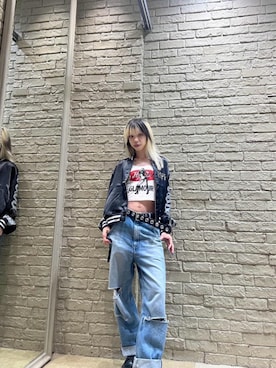 「アイテム（スタジャン）」を使った、ふみさん（レディース・162cm）の秋コーディネート