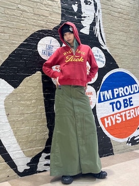 「HYSTERIC GLAMOUR（ヒステリックグラマー）のミリタリーロングスカート（スカート）」を使った、ふみさん（レディース・162cm）の秋コーディネート
