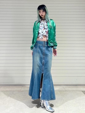 「アイテム（スタジャン）」を使った、ふみさん（レディース・162cm）の秋コーディネート