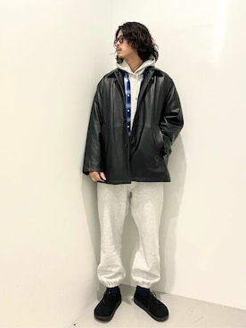 「JOURNAL STANDARD relume（ジャーナルスタンダード　レリューム）のアイテム（ライダースジャケット）」を使った、JOURNAL STANDARD relumeさん（メンズ・180cm）の秋コーディネート