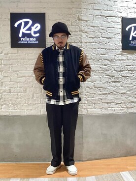 「JOURNAL STANDARD relume（ジャーナルスタンダード　レリューム）のアイテム（スタジャン）」を使った、JOURNAL STANDARD relumeさん（メンズ・173cm）の秋コーディネート