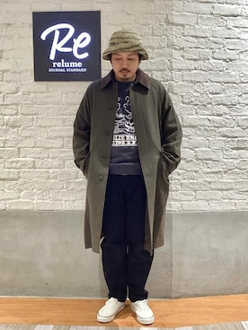 「コーデュロイパンツ」｜「アイテム（ステンカラーコート）」を使った、JOURNAL STANDARD relumeさん（メンズ・173cm）の秋コーディネート