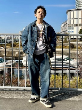 「ストレートデニム」｜「アイテム（デニムジャケット）」を使った、JOURNAL STANDARD relumeさん（メンズ・170cm）の冬コーディネート