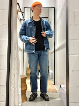 「ストレートデニム」｜「アイテム（デニムジャケット）」を使った、JOURNAL STANDARD relumeさん（メンズ・173cm）の冬コーディネート