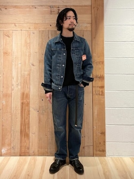 「ストレートデニム」｜「アイテム（デニムジャケット）」を使った、JOURNAL STANDARD relumeさん（メンズ・170cm）の冬コーディネート
