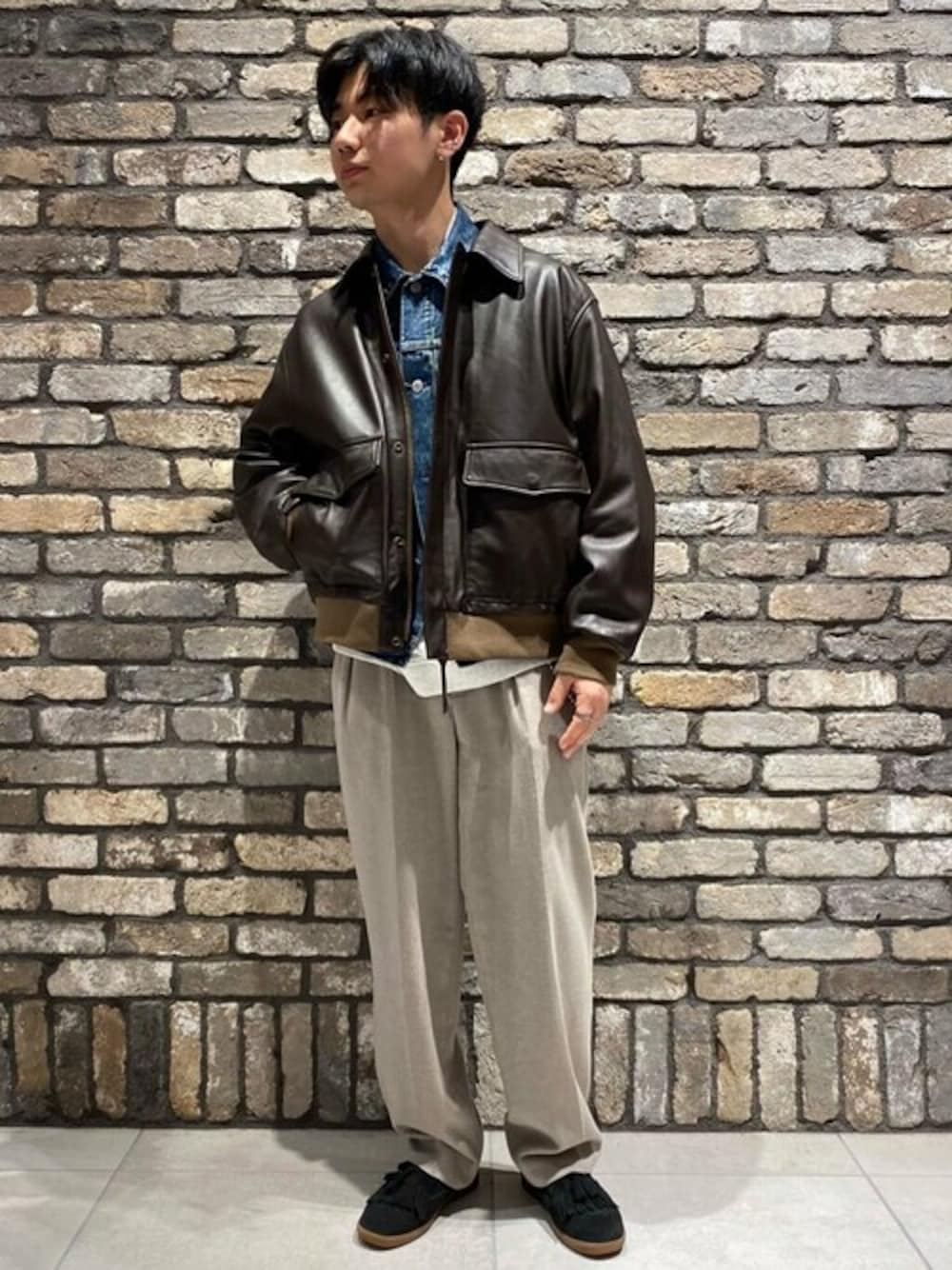 SKOOKUM×JOURNAL STANDARD relume A-2 ブラウン SKOOKUM / スクーカム】別注 A-2 レザージャケットブラウン