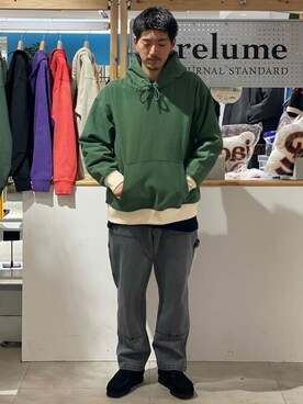 「JOURNAL STANDARD relume（ジャーナルスタンダード　レリューム）のアイテム（パーカー）」を使った、JOURNAL STANDARD relumeさん（メンズ・173cm）の冬コーディネート