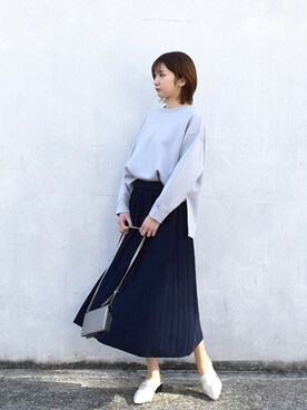 「MK MICHEL KLEIN（エムケーミッシェルクラン）のアイテム（スウェット）」を使った、MKミッシェルクランさん（レディース・165cm）の冬コーディネート