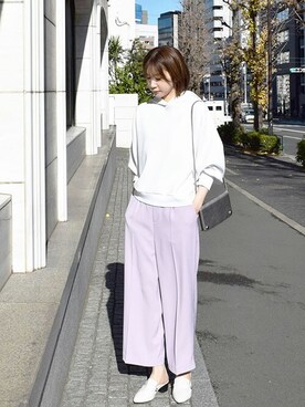 「MKミッシェルクラン」｜「アイテム（パーカー）」を使った、MKミッシェルクランさん（レディース・165cm）の冬コーディネート