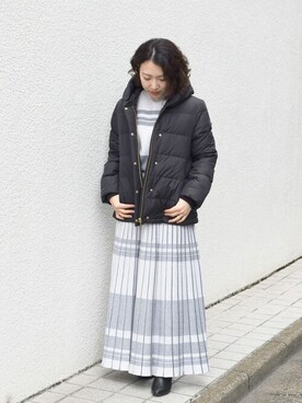 「MK MICHEL KLEIN（エムケーミッシェルクラン）のアイテム（ダウンジャケット/コート）」を使った、MKミッシェルクランさん（レディース・153cm）の秋コーディネート