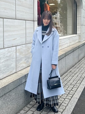 「MK MICHEL KLEIN（エムケーミッシェルクラン）のアイテム（チェスターコート）」を使った、MKミッシェルクランさん（レディース・160cm）の秋コーディネート