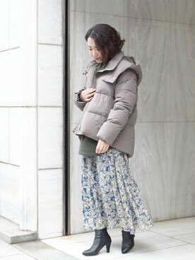 「MK MICHEL KLEIN（エムケーミッシェルクラン）のアイテム（ダウンジャケット/コート）」を使った、MKミッシェルクランさん（レディース・153cm）の秋コーディネート