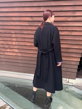 「MK MICHEL KLEIN（エムケーミッシェルクラン）のアイテム（チェスターコート）」を使った、MKミッシェルクランさん（レディース・169cm）の冬コーディネート
