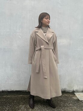 「MK MICHEL KLEIN（エムケーミッシェルクラン）のアイテム（チェスターコート）」を使った、MKミッシェルクランさん（レディース・152cm）の冬コーディネート