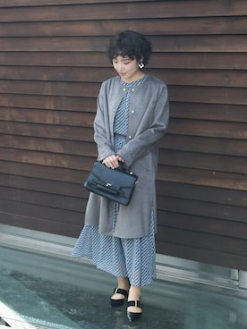 「MK MICHEL KLEIN（エムケーミッシェルクラン）のアイテム（ノーカラーコート）」を使った、MKミッシェルクランさん（レディース・153cm）の春コーディネート