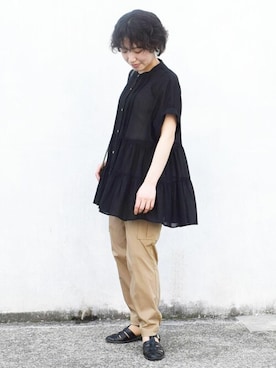 「MKミッシェルクラン」｜「アイテム（カーゴパンツ）」を使った、MKミッシェルクランさん（レディース・153cm）の春コーディネート