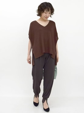「リラックスパンツ」｜「アイテム（ワンピース/ドレス）」を使った、MKミッシェルクランさん（レディース・153cm）の夏コーディネート