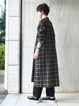 「MK MICHEL KLEIN（エムケーミッシェルクラン）のアイテム（シャツワンピース）」を使った、MKミッシェルクランさん（レディース・156cm）の夏コーディネート