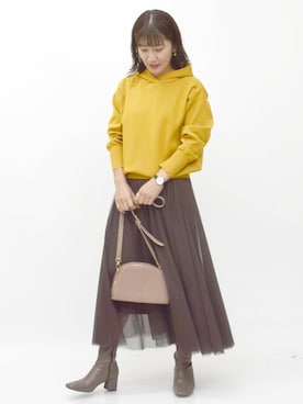「MKミッシェルクラン」｜「アイテム（パーカー）」を使った、MKミッシェルクランさん（レディース・163cm）の秋コーディネート