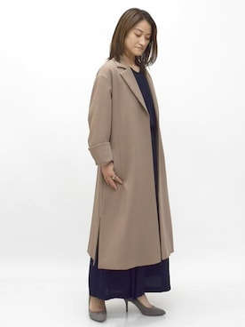 「MK MICHEL KLEIN（エムケーミッシェルクラン）のアイテム（チェスターコート）」を使った、MKミッシェルクランさん（レディース・151cm）の秋コーディネート