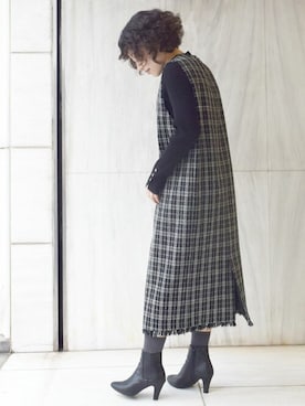 「MKミッシェルクラン」｜「アイテム（ジャンパースカート）」を使った、MKミッシェルクランさん（レディース・153cm）の秋コーディネート