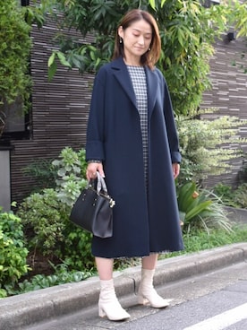 「MK MICHEL KLEIN（エムケーミッシェルクラン）のアイテム（チェスターコート）」を使った、MKミッシェルクランさん（レディース・151cm）の秋コーディネート