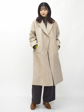 「MK MICHEL KLEIN（エムケーミッシェルクラン）のアイテム（チェスターコート）」を使った、MKミッシェルクランさん（レディース・165cm）の秋コーディネート