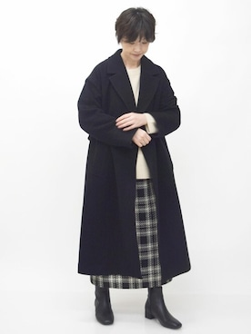 「MK MICHEL KLEIN（エムケーミッシェルクラン）のアイテム（チェスターコート）」を使った、MKミッシェルクランさん（レディース・156cm）の秋コーディネート