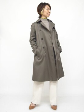 「MK MICHEL KLEIN（エムケーミッシェルクラン）のアイテム（トレンチコート）」を使った、MKミッシェルクランさん（レディース・158cm）の冬コーディネート