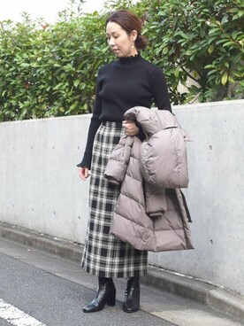 「MK MICHEL KLEIN（エムケーミッシェルクラン）のアイテム（ダウンジャケット/コート）」を使った、MKミッシェルクランさん（レディース・156cm）の冬コーディネート