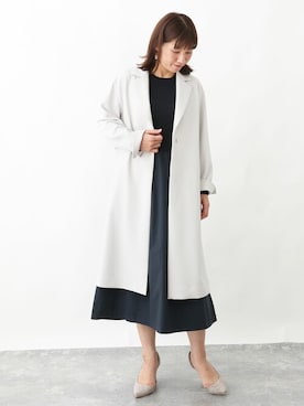「MK MICHEL KLEIN（エムケーミッシェルクラン）のアイテム（チェスターコート）」を使った、MKミッシェルクランさん（レディース・163cm）の冬コーディネート