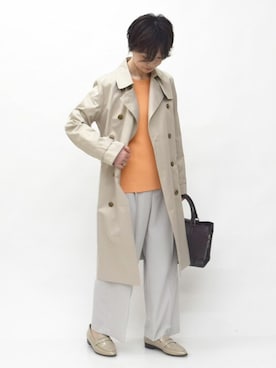 「MK MICHEL KLEIN（エムケーミッシェルクラン）のアイテム（トレンチコート）」を使った、MKミッシェルクランさん（レディース・156cm）の冬コーディネート