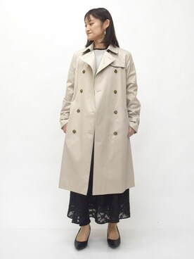 「MK MICHEL KLEIN（エムケーミッシェルクラン）のアイテム（トレンチコート）」を使った、MKミッシェルクランさん（レディース・151cm）の冬コーディネート