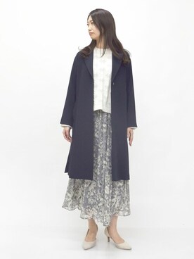 「MK MICHEL KLEIN（エムケーミッシェルクラン）のアイテム（チェスターコート）」を使った、MKミッシェルクランさん（レディース・168cm）の冬コーディネート