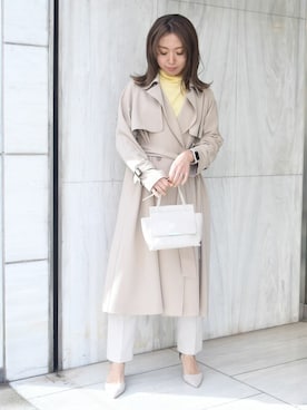 「MK MICHEL KLEIN（エムケーミッシェルクラン）のアイテム（トレンチコート）」を使った、MKミッシェルクランさん（レディース・158cm）の冬コーディネート