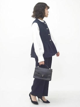 「MKミッシェルクラン」｜「アイテム（スラックス）」を使った、MKミッシェルクランさん（レディース・153cm）の冬コーディネート