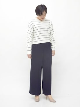 「MKミッシェルクラン」｜「アイテム（スラックス）」を使った、MKミッシェルクランさん（レディース・158cm）の春コーディネート