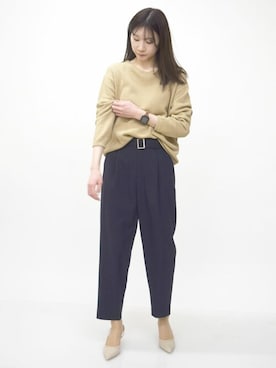 「MKミッシェルクラン」｜「アイテム（スラックス）」を使った、MKミッシェルクランさん（レディース・165cm）の春コーディネート