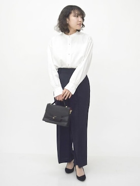 「MKミッシェルクラン」｜「アイテム（スラックス）」を使った、MKミッシェルクランさん（レディース・153cm）の春コーディネート