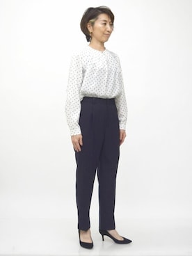 「MKミッシェルクラン」｜「アイテム（スラックス）」を使った、MKミッシェルクランさん（レディース・158cm）の春コーディネート