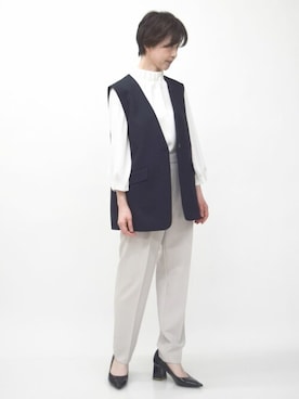「MKミッシェルクラン」｜「アイテム（スラックス）」を使った、MKミッシェルクランさん（レディース・156cm）の春コーディネート